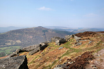 Views from Bamford Edge in the Dark Peak of the Peak District, Derbyshire, UK