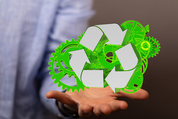Mechanism green gears and cogs at work on black background. Industrial machinery