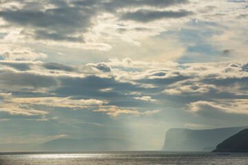 Autumn sunset and landscape in Nordkapp. northern Norway