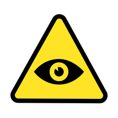 Eye or Video surveillance sign in yellow triangle