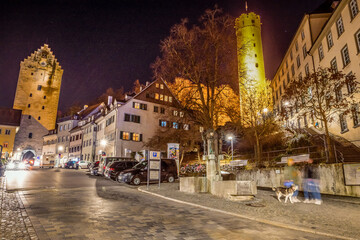 Fototapeta premium Ravensburg in der Abenddämmerung