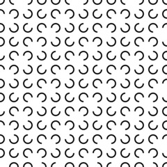 Vector illustration. Geometric seamless pattern. Contour circle and semicircle in the form of a rhombus. Spotted black - white background. Simple abstract background with polka dots.