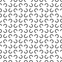 Vector illustration. Geometric seamless pattern. Contour circle and semicircle in the form of a rhombus. Spotted black - white background. Simple abstract background with polka dots.