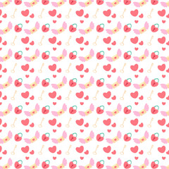 Happy Valentine's Day Illustration Seamless Pattern on a White Background