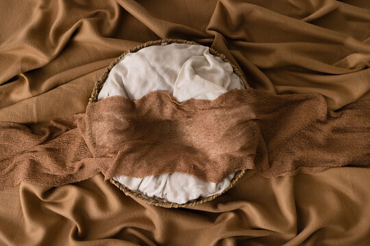 brown nest, digital photography background for newborn and baby.	