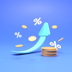 Business concept, capital raising. Good for presentations and news on the topic of earnings, cashback and profitability. 3d render illustration