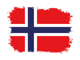 flag of Norway on brush painted grunge banner - vector illustration