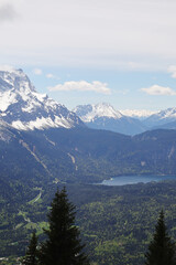 Obraz premium View from Kramerspitz mountain to Garmisch-Partenkirchen, Upper Bavaria, Germany