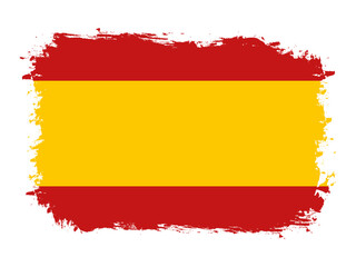flag of Spain on brush painted grunge banner - vector illustration