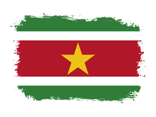 flag of Surinam on brush painted grunge banner - vector illustration