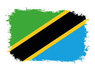 flag of Tanzania on brush painted grunge banner - vector illustration
