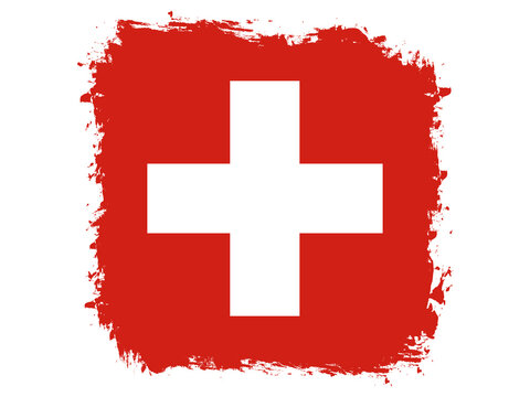 flag of Switzerland on brush painted grunge banner - vector illustration