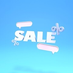 Sale sign. The concept of discounts and savings on purchases. 3d rendering.