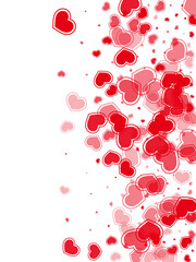 Beautiful red hearts falling vector illustration.