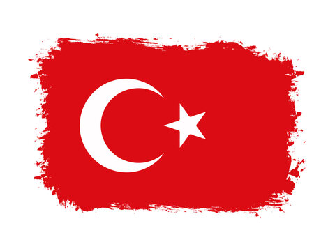 flag of Turkey on brush painted grunge banner - vector illustration