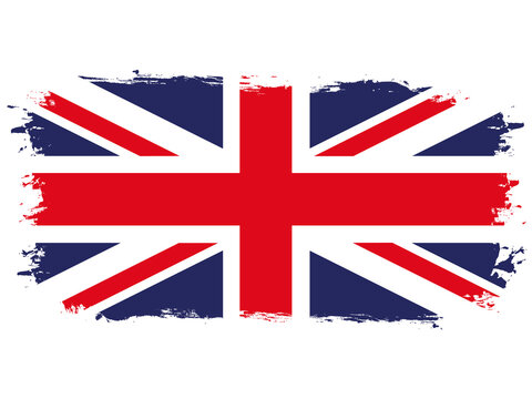 flag of United Kingdom on brush painted grunge banner - vector illustration