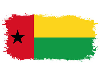 flag of Guinea-Bissau on brush painted grunge banner - vector illustration