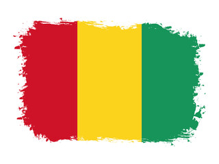 flag of Guinea on brush painted grunge banner - vector illustration