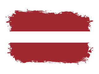 flag of Latvia on brush painted grunge banner - vector illustration