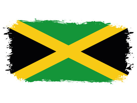 flag of Jamaica on brush painted grunge banner - vector illustration