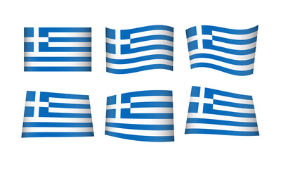 Greece Flag Set Greek Flags National Symbol Banner Icon Vector Stickers Europe Republic Kingdom Athens Hellenic Wave Flags Country State Day Emblem Wavy Realistic Independence Culture Nation EU