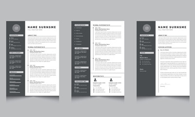 Professional Resume Layout, Creative Cv and Cover Letter Set  Template Dark Sidebar Accents