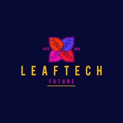 Fototapeta na wymiar Leaf tech Logo Design Concept Vector. Logo Created from a Combination of Leaves and Technology