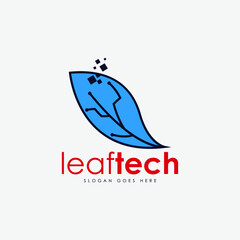 Leaf tech Logo Design Concept Vector. Logo Created from a Combination of Leaves and Technology