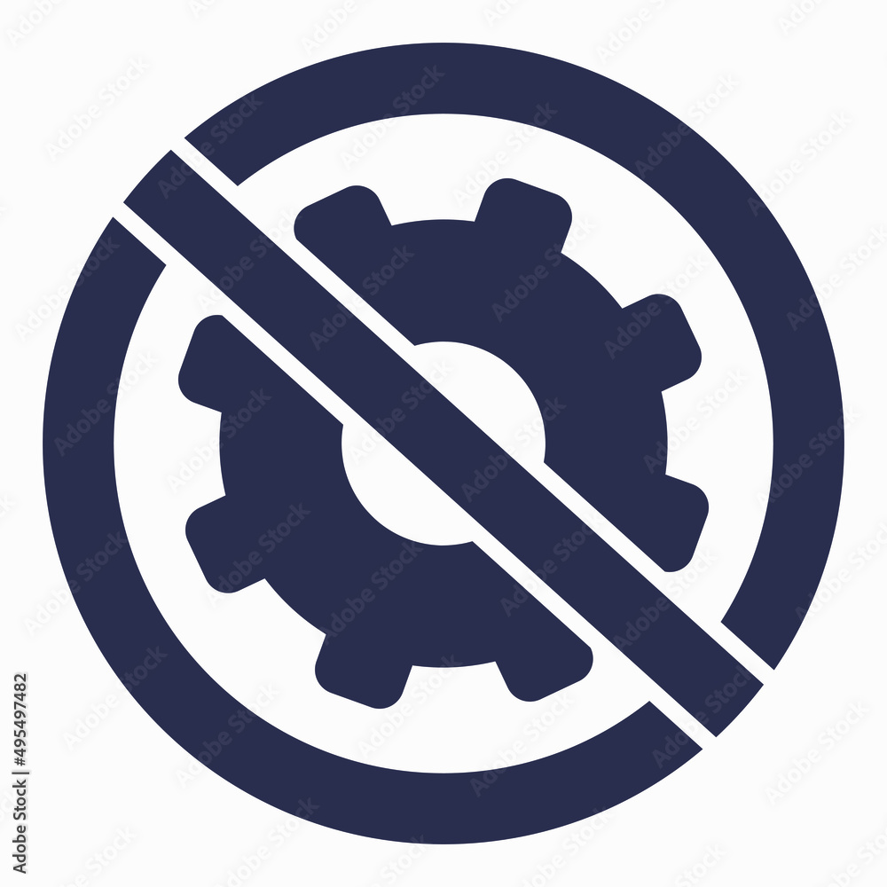 Poster do not repair. no settings. icon prohibition gear. shopping cart isolated minimal single flat linear