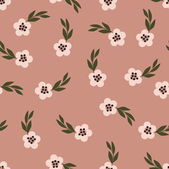 seamless patterns with white flowers on pink background