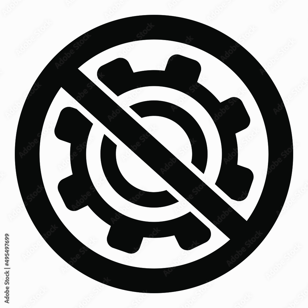 Poster do not repair. no settings. icon prohibition gear. shopping cart isolated minimal single flat linear