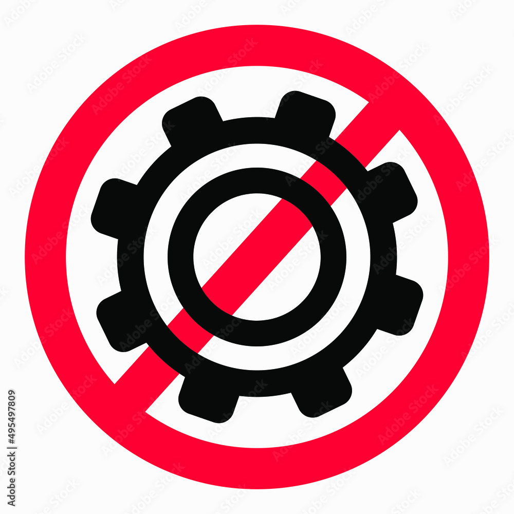 Poster do not repair. no settings. icon prohibition gear. shopping cart isolated minimal single flat linear
