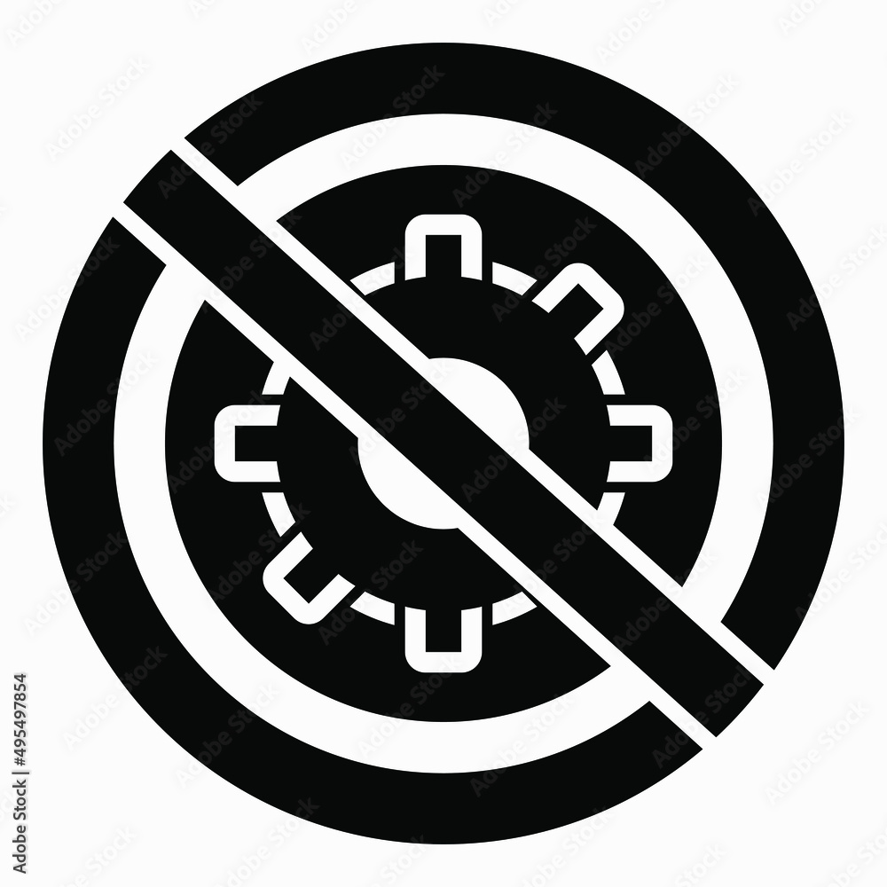 Poster do not repair. no settings. icon prohibition gear. shopping cart isolated minimal single flat linear