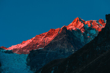 Fototapeta na wymiar Mountain landscape Himalayas. rivers and jungle Nepal. mountain meditation 