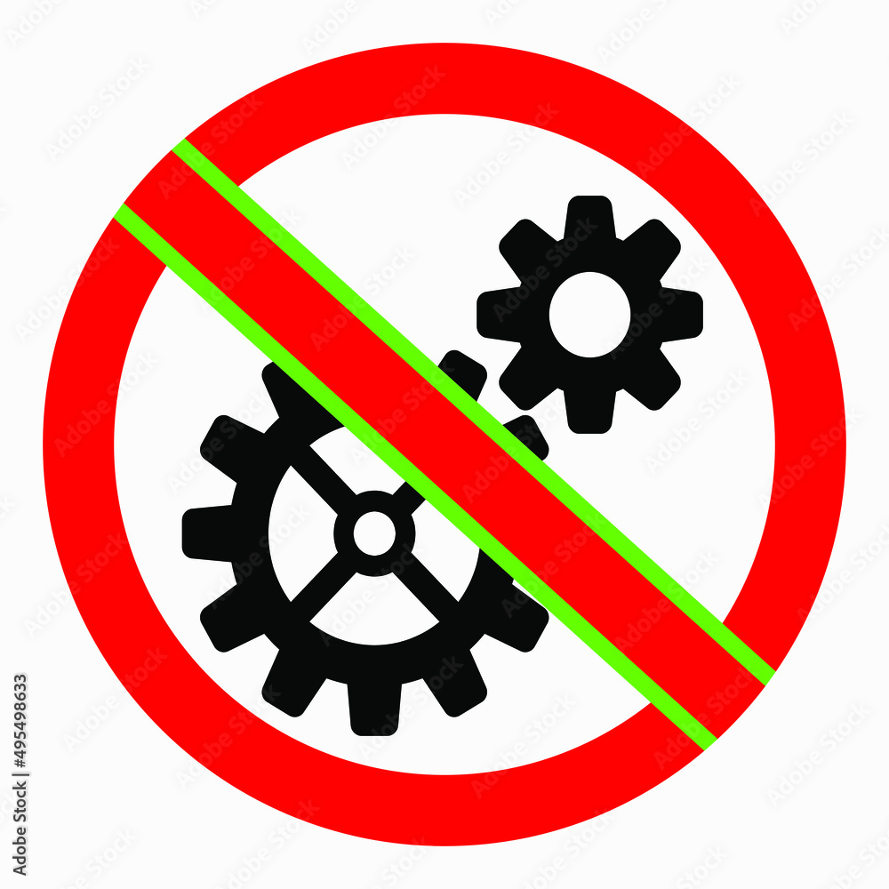 Poster do not repair. no settings. icon prohibition gear. shopping cart isolated minimal single flat linear