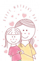 Happy mother and daugther Happy mothers day card Vector
