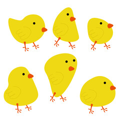 Easter chicks clipart set, bright birds for festive design
