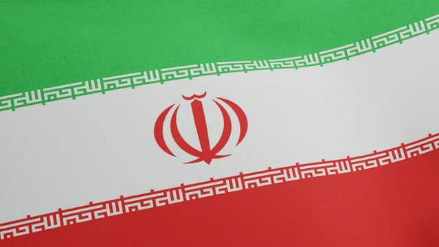 National flag of Iran waving original size and colors 3D Render, Islamic Republic of Iran flag textile designed by Hamid Nadimi, coat of arms Iran independence day