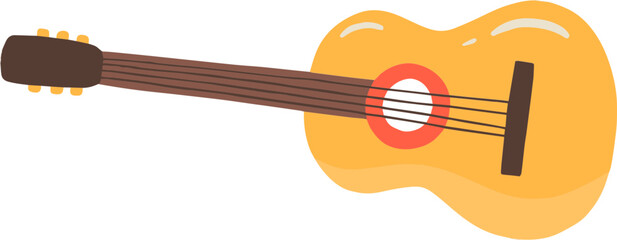 Classic Cuban Guitar Cartoon Illustration