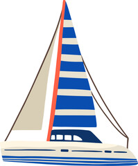Regatta Yacht or Sea Sailboat Cartoon Illustration