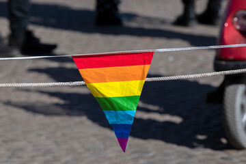 Small Triangle Lgbt Flag At At Amsterdam The Netherlands 19-3-2022