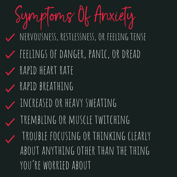 Presenting symptoms of anxiety stock illustration.