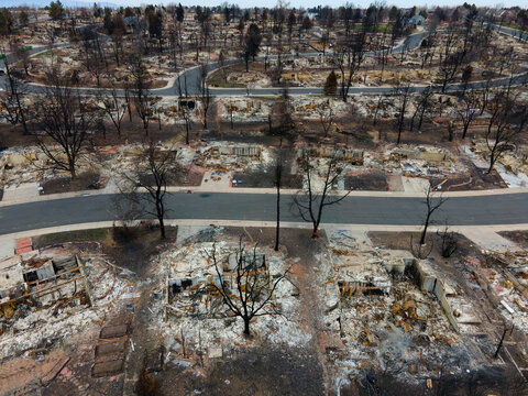 Scorched Homes From An Urban Wildfire That Burnt Through Louisville Colorado Marshall Fire