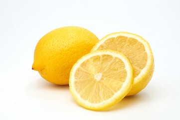Ripe yellow lemon on white background