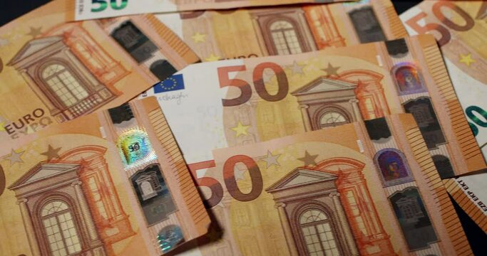 Euro background, fifty EUR banknotes as background