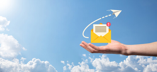 Email marketing and newsletter concept.Contact us by newsletter email and protect your personal...