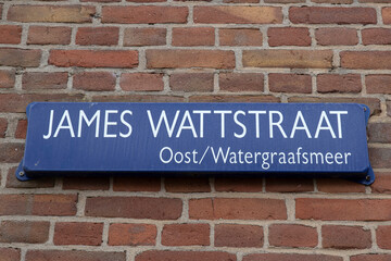 Street Sign James Wattstraat At Amsterdam The Netherlands 16-3-2022