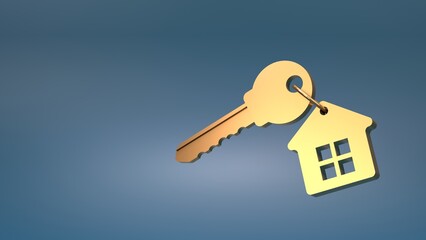 The key to the house or apartment. 3d render.