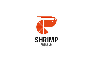 Flat shrimp logo design vector template