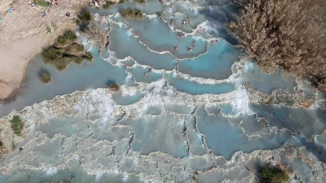 Aerial view of Cascate del Mulino di Saturnia, Tuscany, Italy
